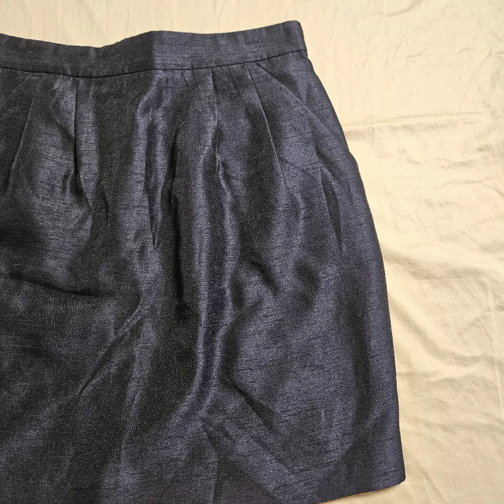 H&M Navy Blue Pleated Mini Skirt Size 8‎ A-Line Lined Pockets